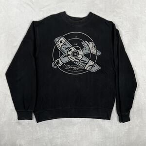 Benny Gold Sweatshirt Mens Medium Black Fleece Crewneck Airplane Target Graphic